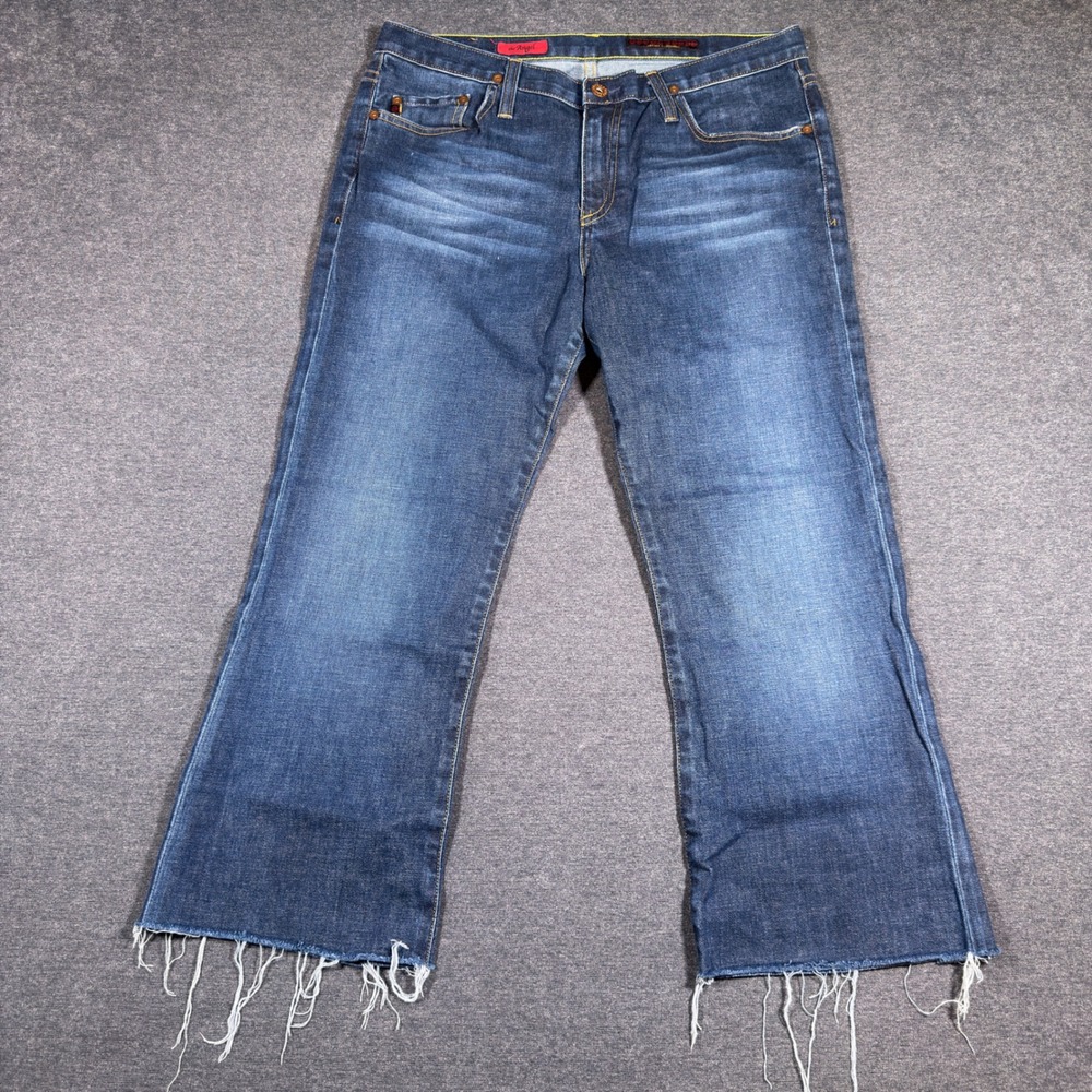 AG Adriano Goldschmied The Angel Jeans Womens‎ 32x25 Blue Raw Hem Bootcut Denim